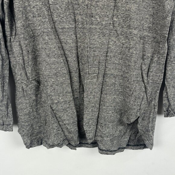 Massimo Dutti Top Blouse Size M Gray 3/4 Sleeve Crew Neck 100% Linen - Picture 4 of 9